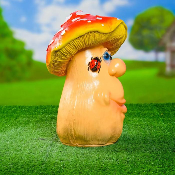 Садовая фигура  Садовая фигура "Гриб мухомор с божьей коровкой" 20х20х30см
