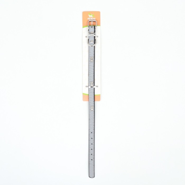 Ошейник с косточками светоотражающий, 37 х 1,3 см, ОШ 26-33, чёрный Ошейник с косточками светоотражающий, 37 х 1,3 см, ОШ 26-33, чёрный