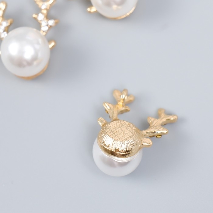 Декор для творчества металл, пластик Декор для творчества металл, пластик "Оленёнок" набор 3 шт стразы, золото 2,4х2 см