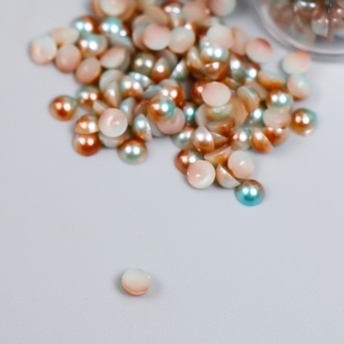 Декор Декор "Полубусины и стразы. Градиент голубой крем" d=4 мм 10г 200 шт 5х2,5 см МИКС