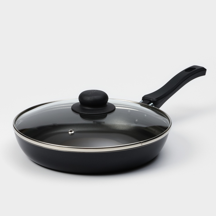 Сковорода Consul, d=24 см, стеклянная крышка, пластиковая ручка, антипригарное покрытие, цвет чёрный Сковорода Consul, d=24 см, стеклянная крышка, пластиковая ручка, антипригарное покрытие, цвет чёрный