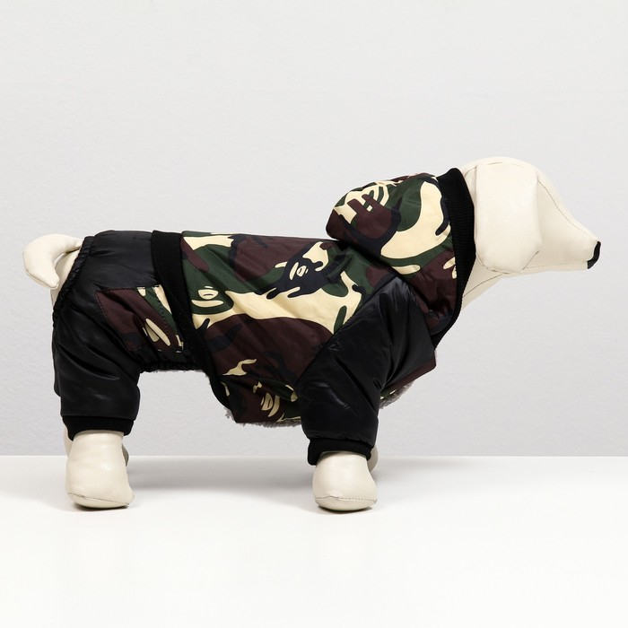 Комбинезон для собак на меховом подкладе с капюшоном, размер XXL (ДС 40, ОШ 42, ОГ 54 см) Комбинезон для собак на меховом подкладе с капюшоном, размер XXL (ДС 40, ОШ 42, ОГ 54 см)