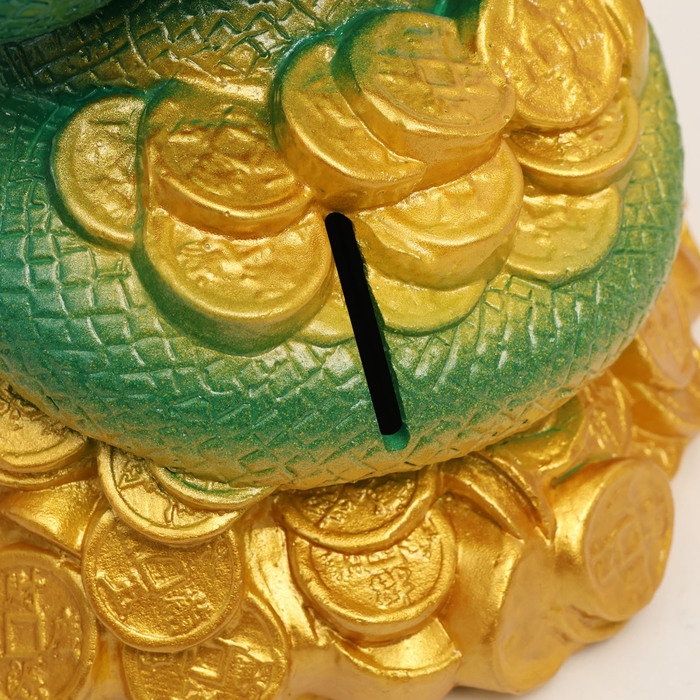 Копилка Копилка "Змея на деньгах" зеленая, 16см