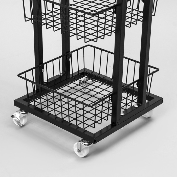 Стойка торговая универсальная, 3 корзины, на колесах, 35×35×76 см, цвет чёрный Стойка торговая универсальная, 3 корзины, на колесах, 35×35×76 см, цвет чёрный