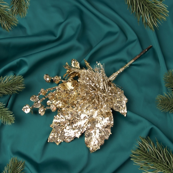 Декор Декор "Новогодняя грация" резные листья, 33х17 см, золото