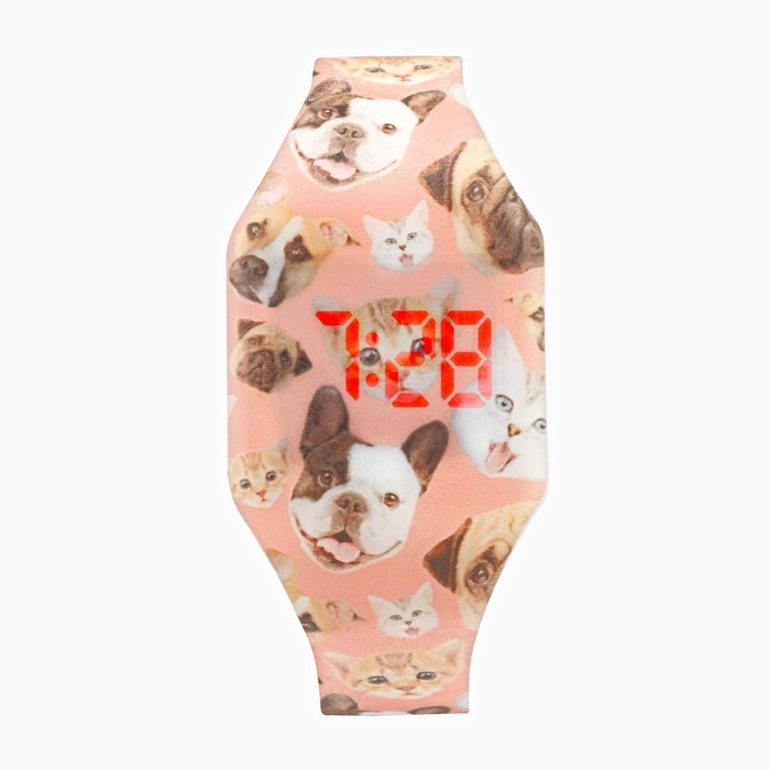 Часы наручные электронные, детские, Часы наручные электронные, детские, "Зверята", ремешок l-23.5 см