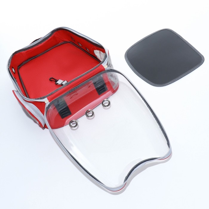 Рюкзак для переноски кошек, прозрачный, 32 х 28 х 42 см, красный Рюкзак для переноски кошек, прозрачный, 32 х 28 х 42 см, красный