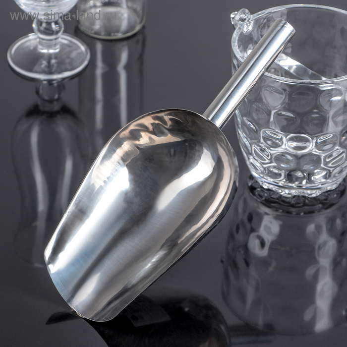 Совок из нержавеющей стали для льда и сыпучих продуктов, 27×12×5,5 см, цвет хромированный Совок из нержавеющей стали для льда и сыпучих продуктов, 27×12×5,5 см, цвет хромированный