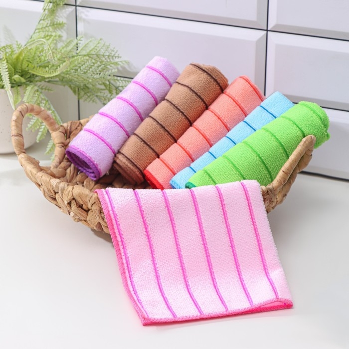 Салфетка для уборки Доляна «Полоски», микрофибра, 29×29 см, цвет МИКС Салфетка для уборки Доляна «Полоски», микрофибра, 29×29 см, цвет МИКС