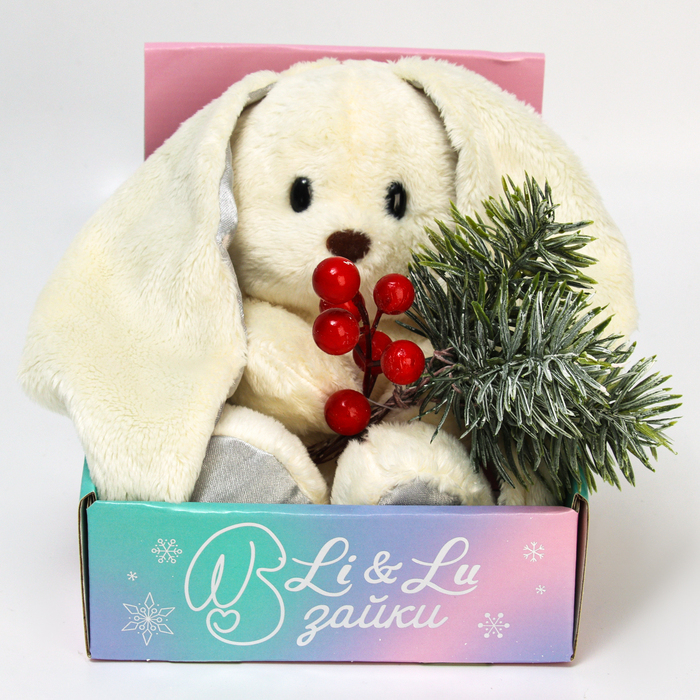 Новогодняя мягкая игрушка «Новогодний Lu», заяц, 25 см, на новый год Новогодняя мягкая игрушка «Новогодний Lu», заяц, 25 см, на новый год