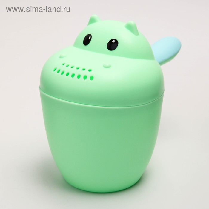 Ковш пластиковый для купания и мытья головы, детский банный ковшик «Бегемотик», 500 мл., с леечкой, цвет МИКС