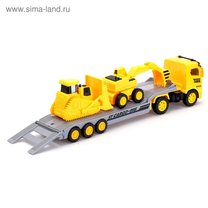 Грузовик инерционный &laquo;Трейлер&raquo; с спецтехникой, световые эффекты, МИКС