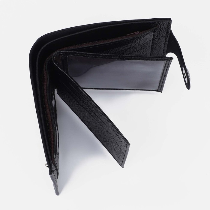 Портмоне мужское на магните, отдел для купюр, для монет, для карт, цвет чёрный Портмоне мужское на магните, отдел для купюр, для монет, для карт, цвет чёрный