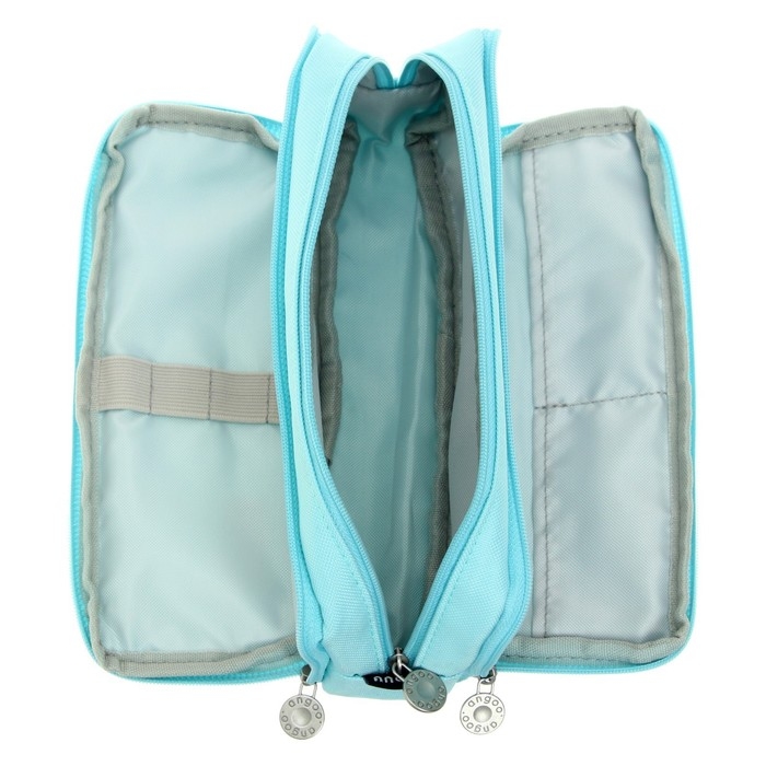 Пенал школьный на молнии 3-х секционный, голубой Пенал школьный на молнии 3-х секционный, голубой