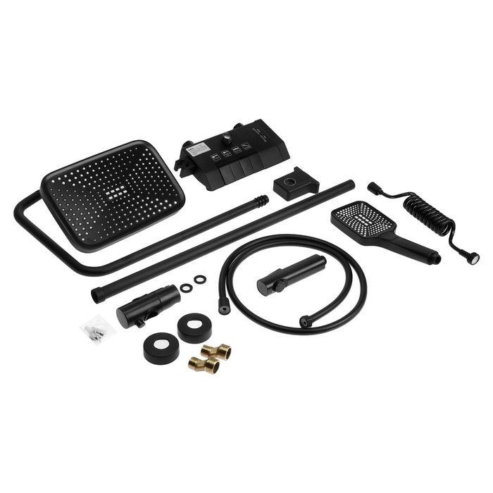 Душевая система ZEIN Z3686, верхняя и ручная лейка, ПВХ шланг, гигиенический набор, черная Душевая система ZEIN Z3686, верхняя и ручная лейка, ПВХ шланг, гигиенический набор, черная