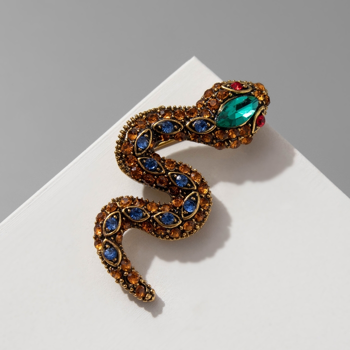 Новый год! Символ года 2025! Брошь Новый год! Символ года 2025! Брошь "Змея" хранитель, цветная в чернёном золоте
