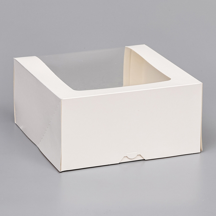 Кондитерская упаковка с окном Кондитерская упаковка с окном "Мусс", белый, 23,5 х 23,5 х 11,5 см