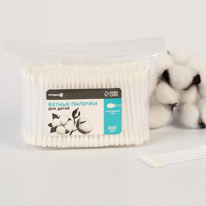 Ватные палочки, пакет 300 шт., наконечник - классика, хлопок/пластик(стик) Ватные палочки, пакет 300 шт., наконечник - классика, хлопок/пластик(стик)
