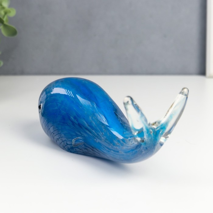 Сувенир стекло Сувенир стекло "Голубой кит" под муранское стекло 9х7х20 см