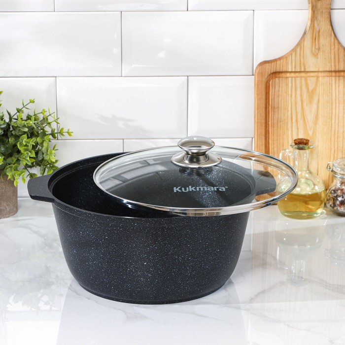 Жаровня, 5 л, d=29 см, стеклянная крышка, антипригарное покрытие, цвет тёмный мрамор Жаровня, 5 л, d=29 см, стеклянная крышка, антипригарное покрытие, цвет тёмный мрамор