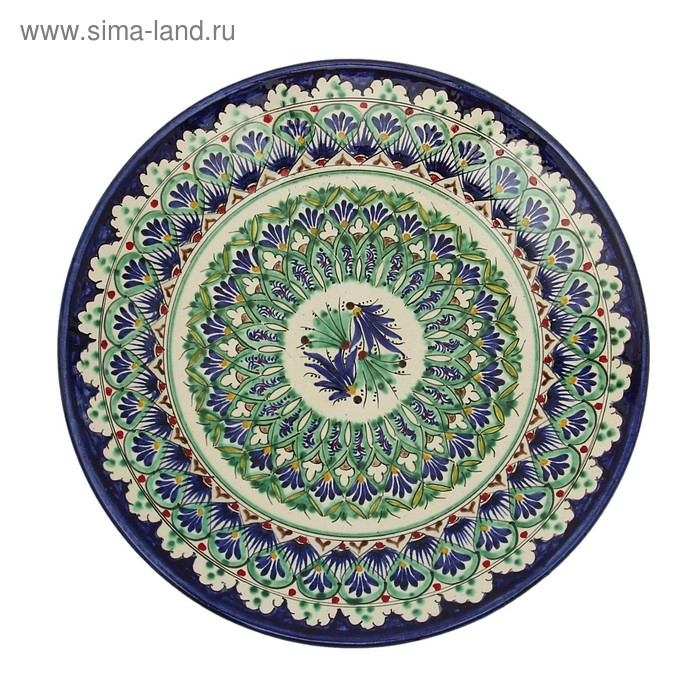 Тарелка Риштанская Керамика Тарелка Риштанская Керамика "Узоры", 22 см, синяя