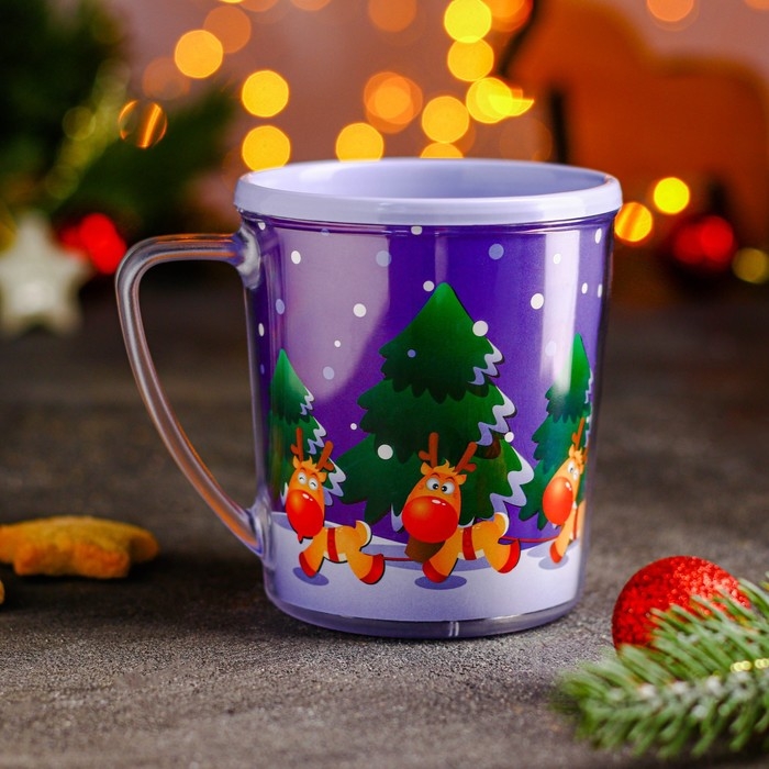 Термокружка пластиковая «С Новым годом!», 400 мл, рисунок МИКС Термокружка пластиковая «С Новым годом!», 400 мл, рисунок МИКС