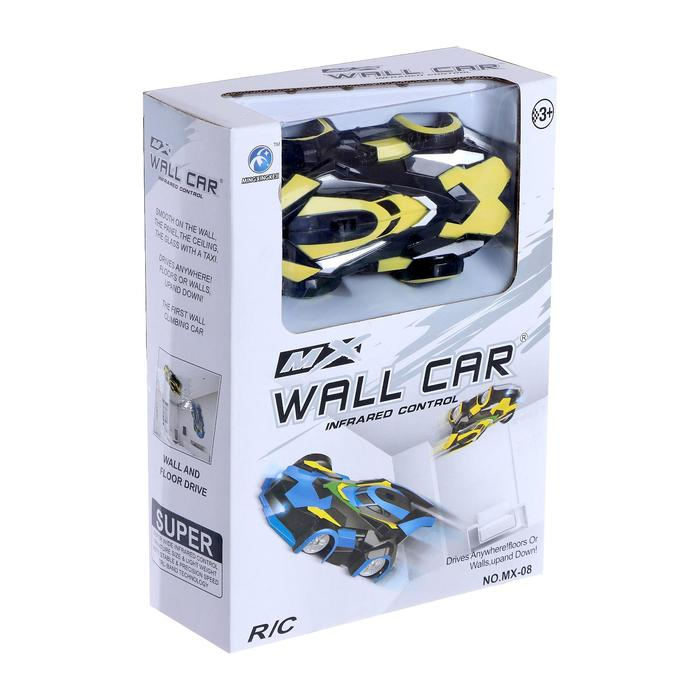 Антигравитационная машинка «СпортКар», радиоуправление, аккумулятор, ездит по стенам, свет, цвет жёлтый