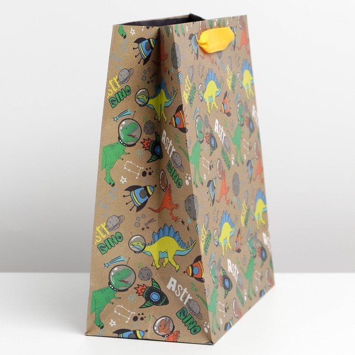 Пакет подарочный крафтовый вертикальный, упаковка, «Динозавр: Dino», ML 23 х 27 х 11.5 см Пакет подарочный крафтовый вертикальный, упаковка, «Динозавр: Dino», ML 23 х 27 х 11.5 см