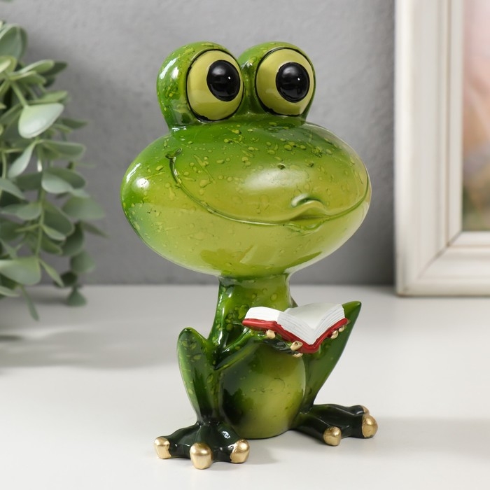 Сувенир полистоун лак Сувенир полистоун лак "Лягушонок с книжкой" 10х7х15 см