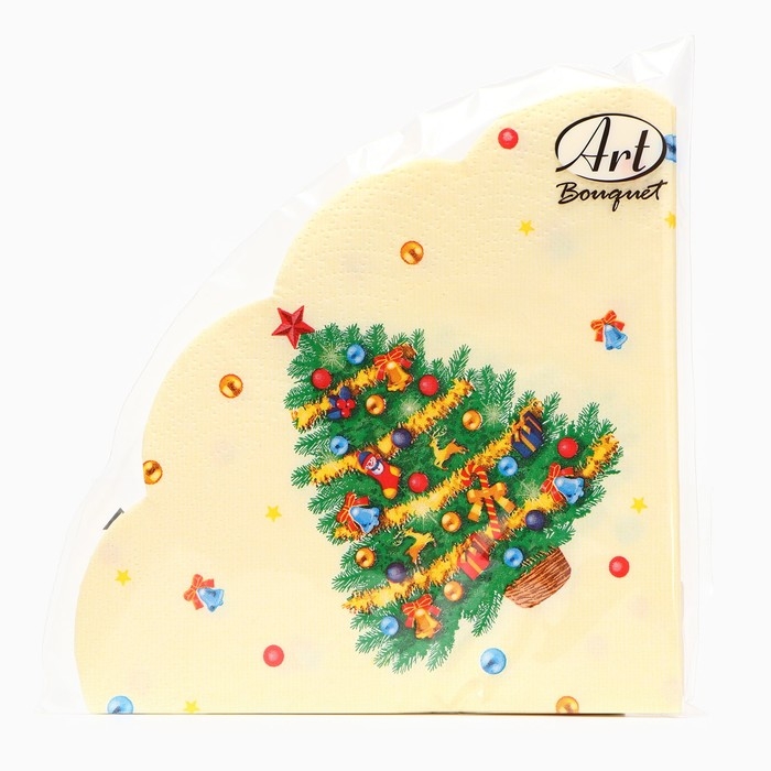 Новый год. Салфетки бумажные Art Bouquet Rondo Новый год. Салфетки бумажные Art Bouquet Rondo "Новогодняя ель", 3 слоя, d 32, 12 шт