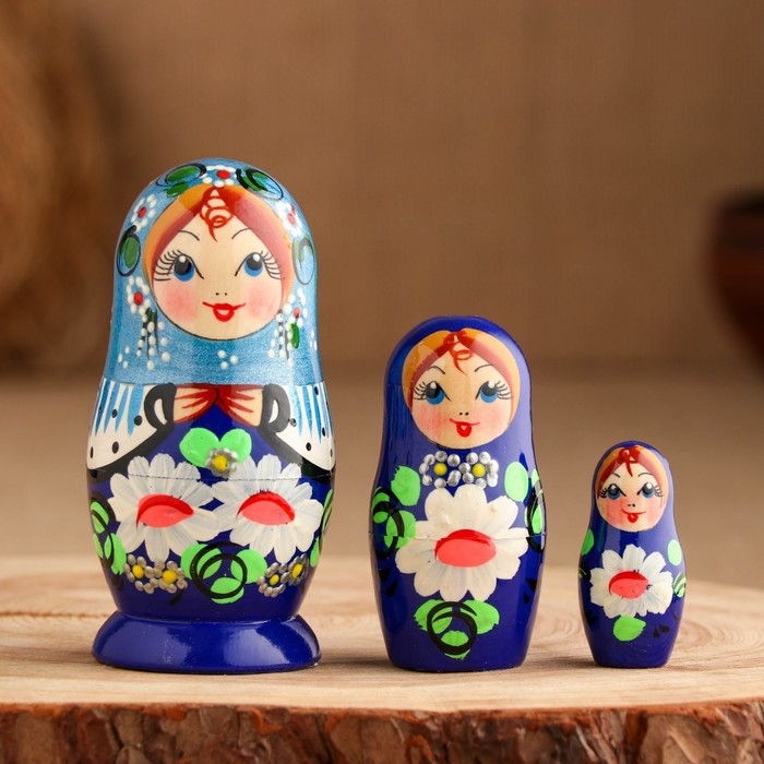 Матрешка  Матрешка "Ромашка с руками" 11см, 3 кукольная, ручная роспись, микс