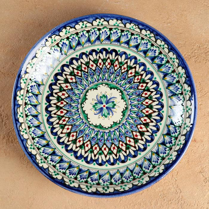 Ляган Риштанская Керамика  Ляган Риштанская Керамика "Узоры", 25 см, синий