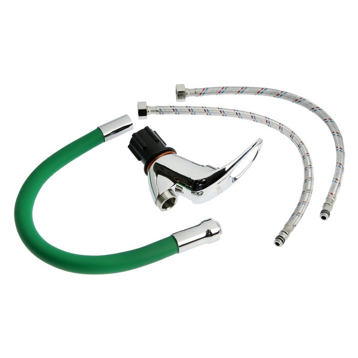 Смеситель для кухни ZEIN Z2109, однорычажный, гибкий излив, картридж 40 мм, зеленый/хром Смеситель для кухни ZEIN Z2109, однорычажный, гибкий излив, картридж 40 мм, зеленый/хром