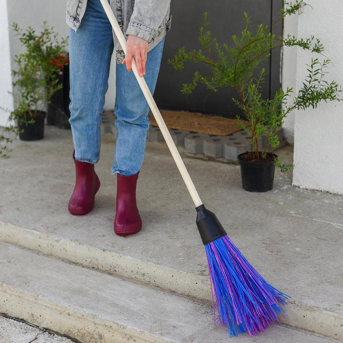 Метла полипропиленовая, круглая, наборная «Стандарт», с черенком, 4 кольца, цвет МИКС Метла полипропиленовая, круглая, наборная «Стандарт», с черенком, 4 кольца, цвет МИКС