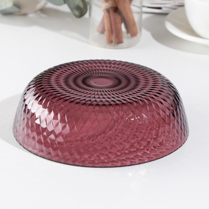 Тарелка глубокая стеклянная «Идиллия», d=18 см, цвет лилак Тарелка глубокая стеклянная «Идиллия», d=18 см, цвет лилак