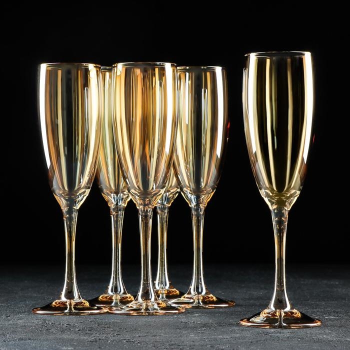 Набор бокалов «Медовый», 170 мл, 6 шт, цвет золотой Набор бокалов «Медовый», 170 мл, 6 шт, цвет золотой