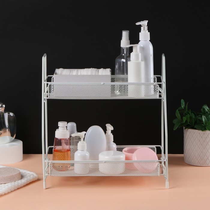 Органайзер для хранения косметических средств/принадлежностей, двухуровневый, 31 × 32 × 16.5 см, цвет белый Органайзер для хранения косметических средств/принадлежностей, двухуровневый, 31 × 32 × 16.5 см, цвет белый