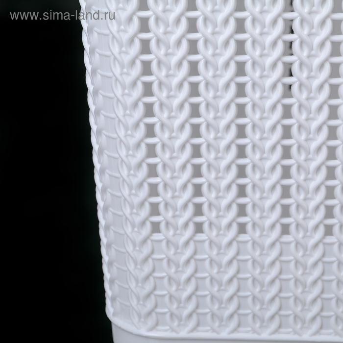 Корзина бельевая с крышкой «Вязаное плетение», 25 л, 37×27,5×46,5 см, цвет белый