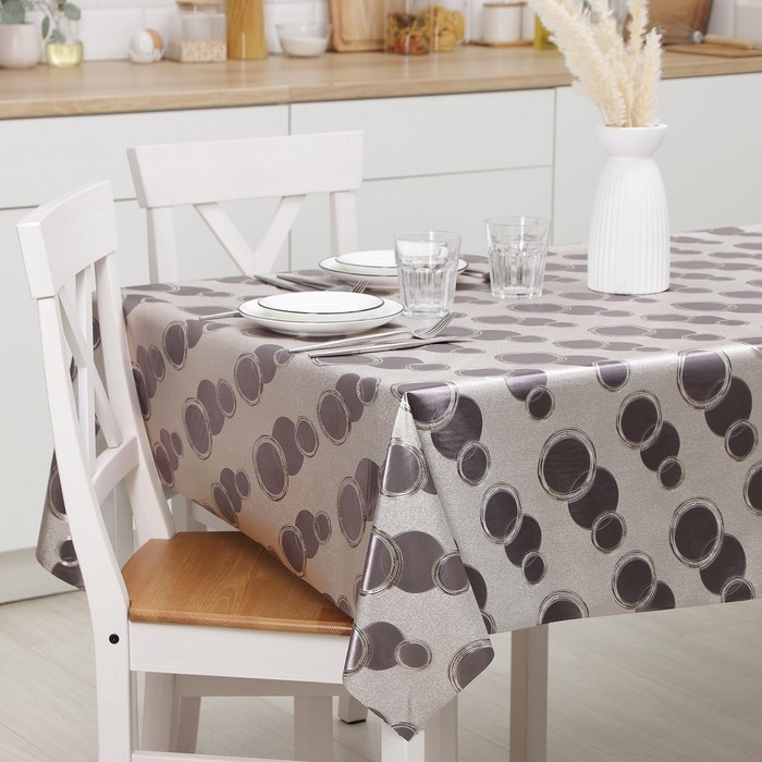 Клеёнка на стол на тканевой основе «Пузыри», рулон 20 метров, ширина 137 см, толщина 0,22 мм, цвет серебряный Клеёнка на стол на тканевой основе «Пузыри», рулон 20 метров, ширина 137 см, толщина 0,22 мм, цвет серебряный