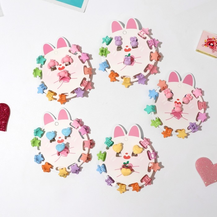 Комплект детский «Выбражулька» 12 предметов: 10 крабиков, клипсы, кольцо, форма и цвет МИКС Комплект детский «Выбражулька» 12 предметов: 10 крабиков, клипсы, кольцо, форма и цвет МИКС