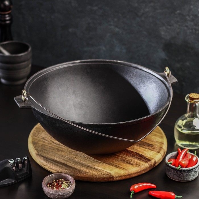 Котёл литой чугунный Magma, 5 л, с дужкой, крышка-сковорода Котёл литой чугунный Magma, 5 л, с дужкой, крышка-сковорода