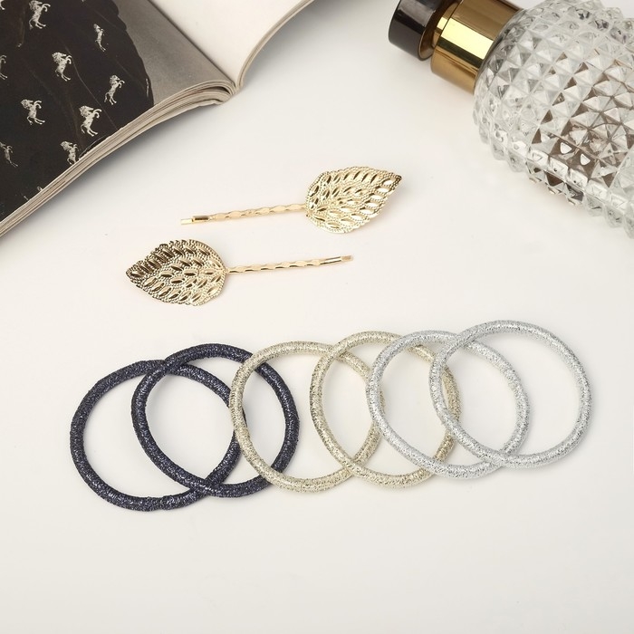 Набор для волос Набор для волос "Лиора" (6 резинок, 2 невидимки 5,5 см) листочки