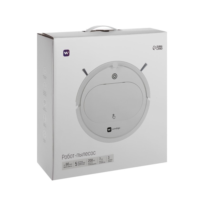 Робот-пылесос Windigo WRV-501, 18 Вт, сухая уборка, 0.2 л, белый