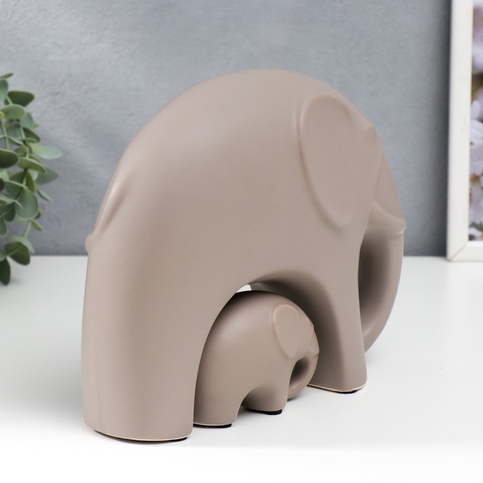 Сувенир керамика Сувенир керамика "Слон со слонёнком" матовый беж набор 2 шт 18х8х23 см