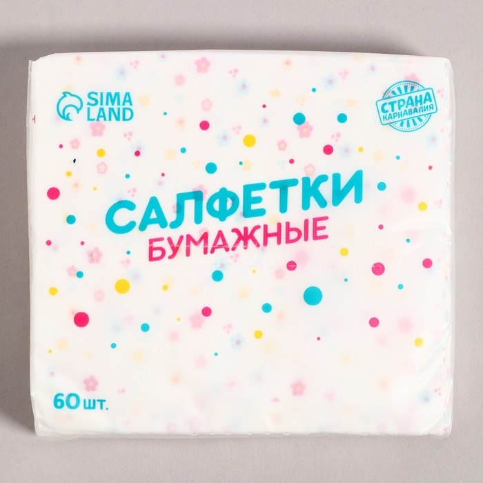 Салфетки бумажные Салфетки бумажные "Цветы" 60 шт в пакете, трёхслойные