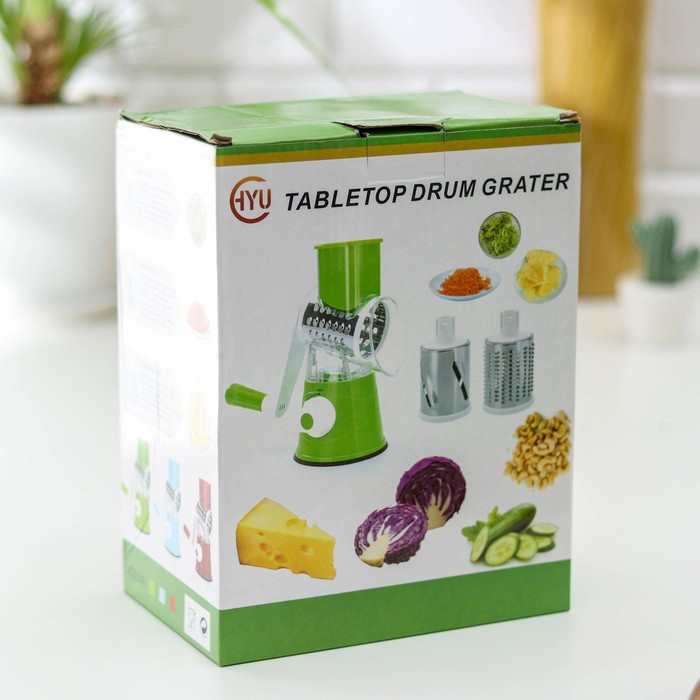 Овощерезка механическая Доляна Mandoline Slicer, 3 насадки, цвет зелёный Овощерезка механическая Доляна Mandoline Slicer, 3 насадки, цвет зелёный