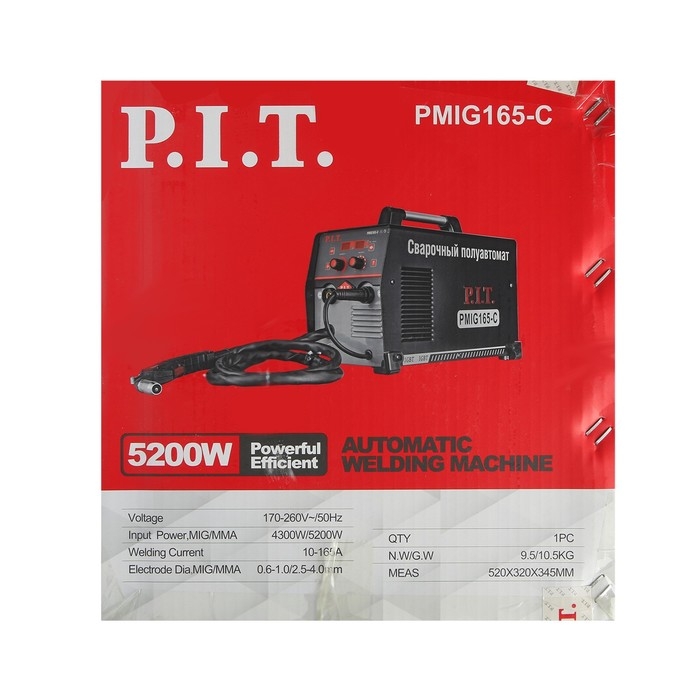 Сварочный инвертор PMIG165-С, полуавтомат, 5.2 кВт, 165 А, ММА 2,5-4мм MIG 0,6-1мм Сварочный инвертор PMIG165-С, полуавтомат, 5.2 кВт, 165 А, ММА 2,5-4мм MIG 0,6-1мм