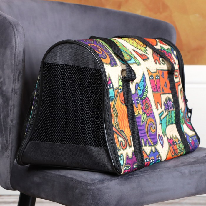 Сумка - переноска для животных  Сумка - переноска для животных "Принт", размер S, 39 х 23 х 27 см микс цветов