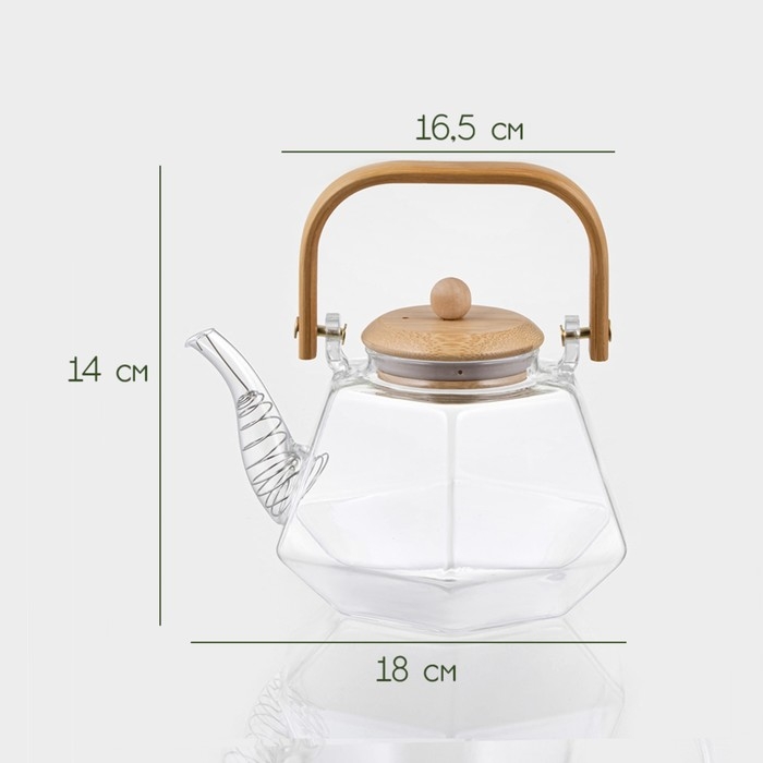 Чайник заварочный стеклянный с бамбуковой крышкой и металлическим фильтром BellaTenero «Октогон», 1,2 л Чайник заварочный стеклянный с бамбуковой крышкой и металлическим фильтром BellaTenero «Октогон», 1,2 л