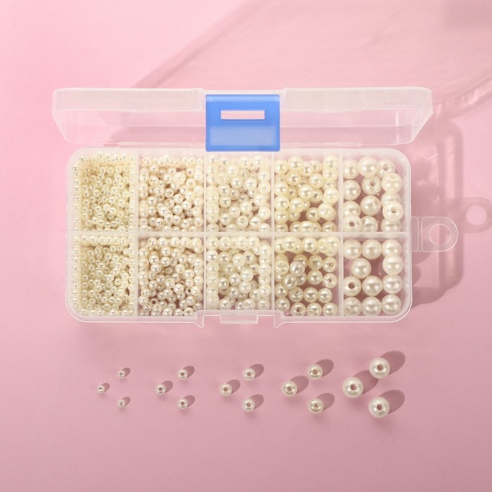 Ассорти пришивного жемчуга, d = 3 / 4 / 5 / 6 / 8 мм, цвет жемчужный Ассорти пришивного жемчуга, d = 3 / 4 / 5 / 6 / 8 мм, цвет жемчужный